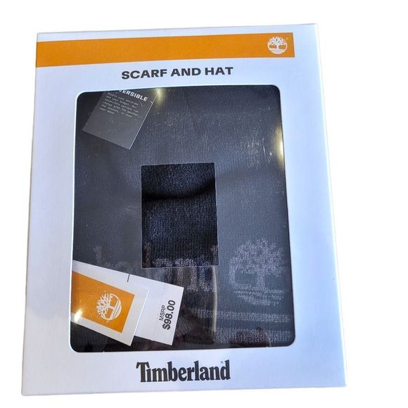 Timberland Logo Reversible Scarf & Beanie Hat Set - Picture 6 of 10